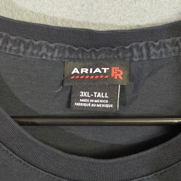 Ariat FR Shirt Mens 3XLT Tall Black Raising The Flag Logo Flame Resistant Welder - Picture 4 of 13
